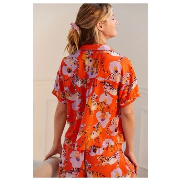 NWOT Anthropologie Claire Colin Dreamer Lounge Top in Mango  Size XSmall - Picture 2 of 10